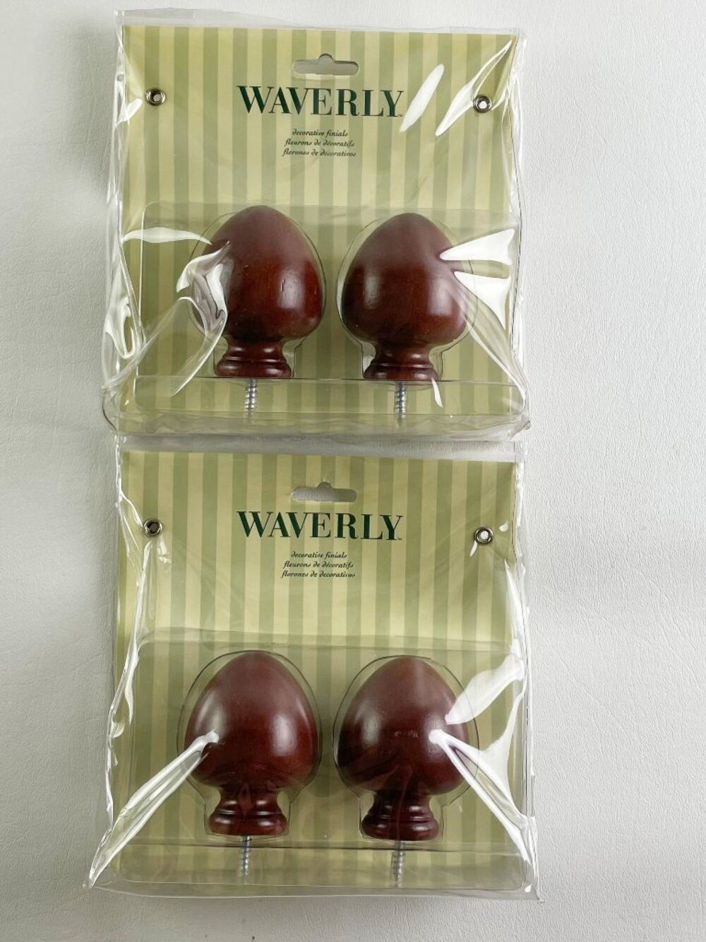 Waverly Dark Brown Wood Finials for 1" Diameter Pole (2 Packs / 4 Total)